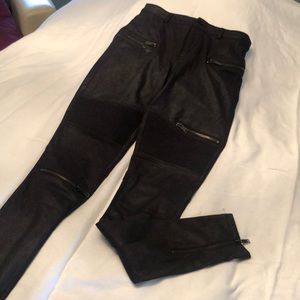 Faux Suede Moto Pants